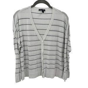 Eileen Fisher Black/White Stripe Lightweight Cardigan Womens Size Small
